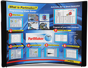 Pop up curved wall banner